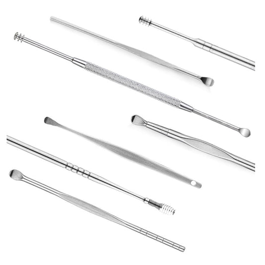 QILIZUO 3 Sets Stainless Steel Double-Ended Screw Ear Scoop