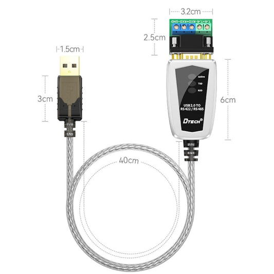 DTECH DT-5119 0.5m USB To RS485/422 Industrial Converter Serial Line Communication Adapter, DT-5119 0.5m