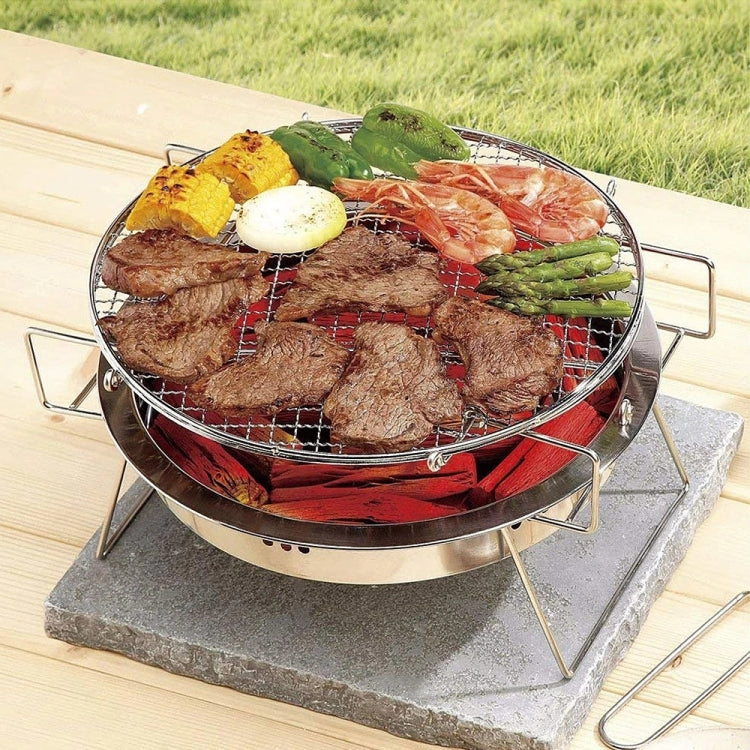 RG_011 Outdoor Round Folding Stainless Steel Barbecue Grill, Size:, 22 x 14cm, 30 x 19.5cm