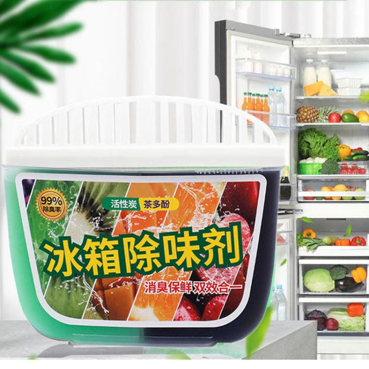 Activated Carbon Refrigerator Deodorizer Dual-Action Home Freezer Sterilization Deodorization Box, 120g