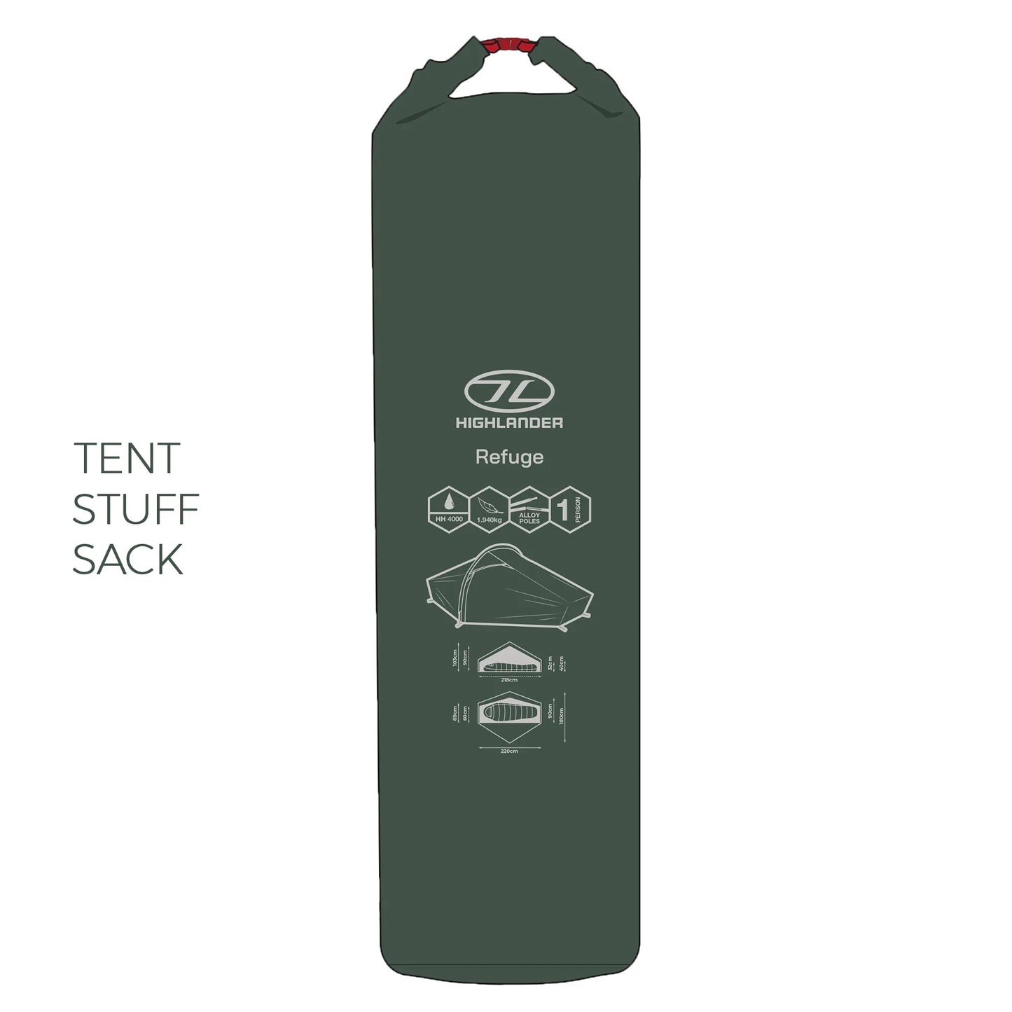 Highlander Refuge 1 Person Tent - Pine Green