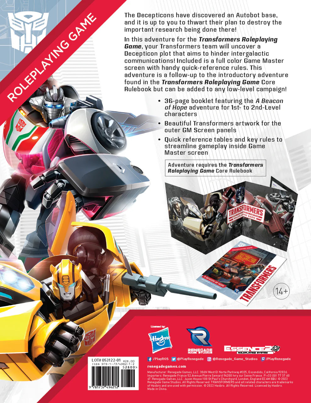 Transformers RPG: A Beacon of Hope Adventure & GM Screen