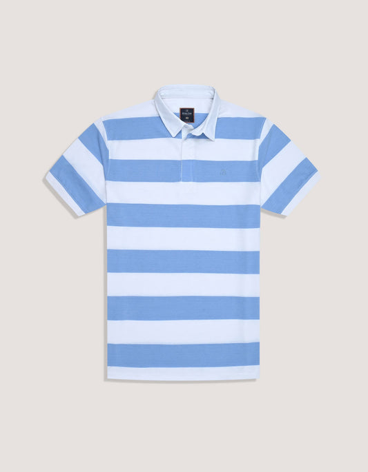 Sky Striped Cotton Polo Shirt