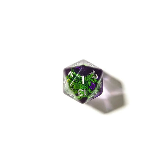 Green Frogs | Soft Edge Dice | Resin | 7 Piece Set