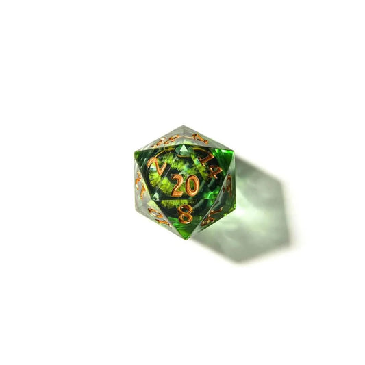 Eye of Emerald | Liquid Core Dice | Resin | 7 Piece Set