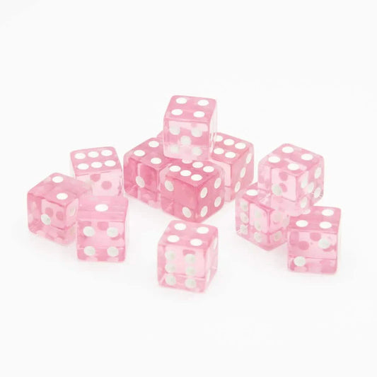 16mm D6 | Transparent Pink | Square Edge | 12 Pack