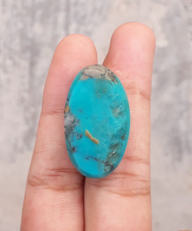 Natural Teal Green Turquoise - Green Turquoise - 34.2ct- 29x17mm