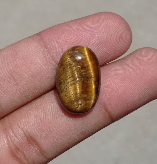 18ct Tiger Eye Cabochon - June Birthstone - June Birthstone - 21x14x7mm