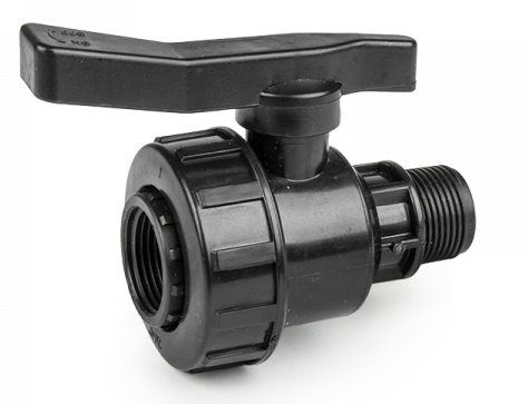 Full Flow Single Union Ball Valve PP 1.25" BSPF-M