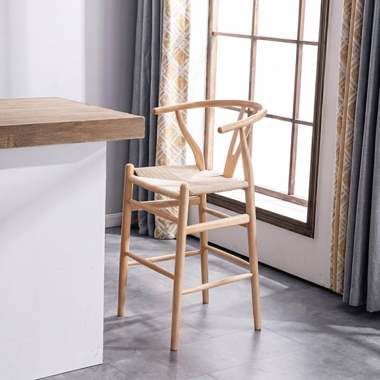 Wishbone Classical Bar Stool, Black Ash