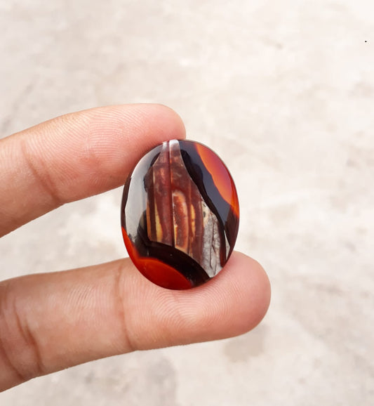 Natural Wooden Pattern in Agate - Sulaimani Aqeeq - 27.5x22mm