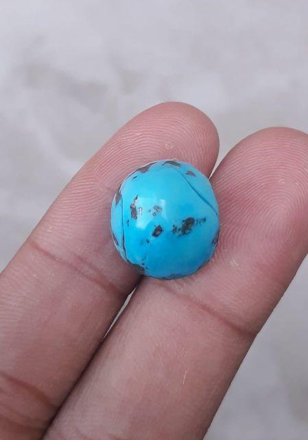20.5ct Natural Certified Turquoise - Blue Matrix Turquoise - Shajri Feroza - 17x15mm