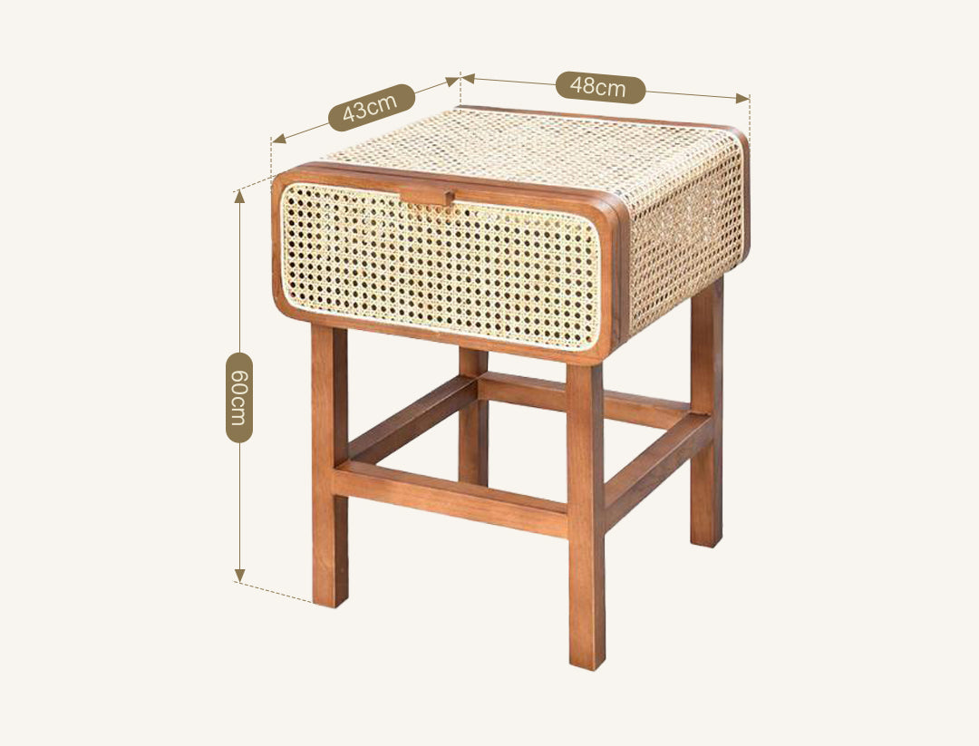 Wren Rattan Side Table, Bedside Table