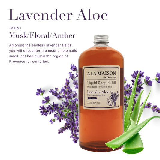 A LA MAISON Lavender Aloe Hand Wash Refill – 33.8 Fl Oz, Plant-Based, Vegan & Cruelty-Free, Made in France