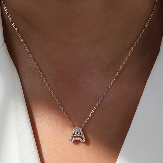 Gold-Plated A–Z English Letter Pendant Necklace