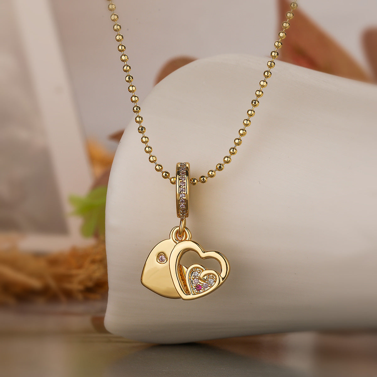 Love Heart Airplane Pendant Necklace