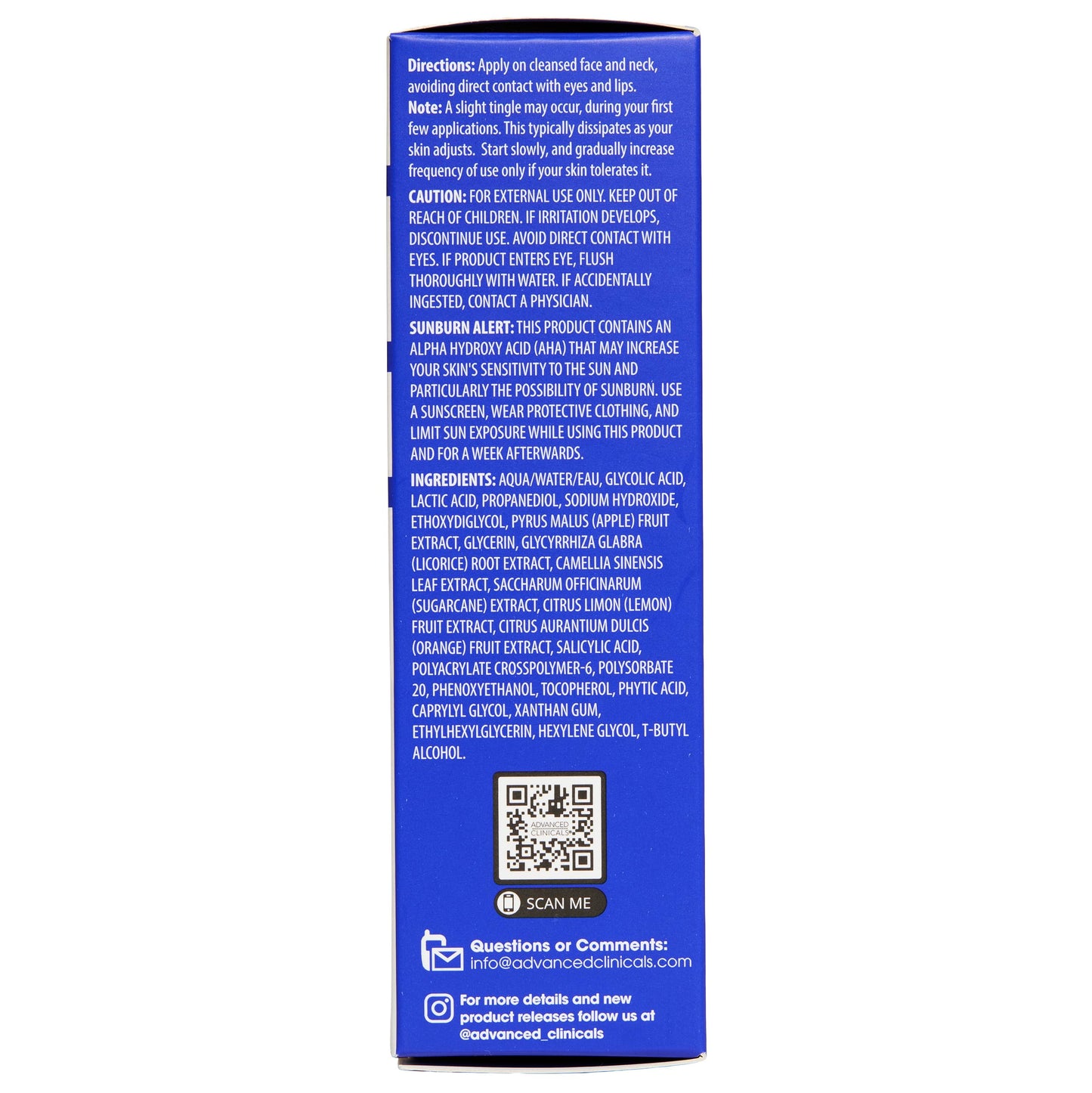 Advanced Clinicals 10% Glycolic + Lactic Acid Serum for Face — AHA + Salicylic Exfoliant, 1.75 oz