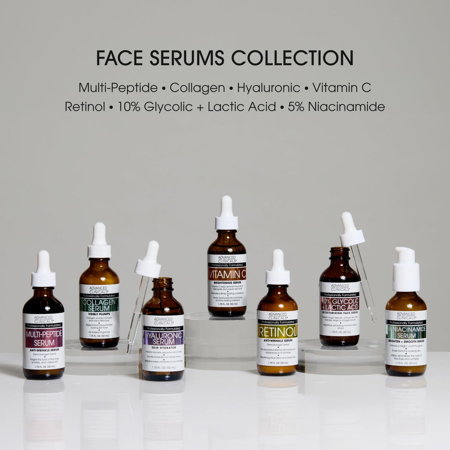 Advanced Clinicals 3pc Retinol, Vitamin C & Hyaluronic Acid Serum Set – Anti-Aging, Brightening & Hydration