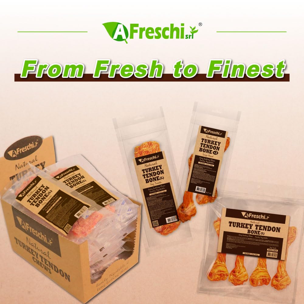 A Freschi srl Turkey Tendons for Dogs – Long-Lasting Hypoallergenic Chews (Large, 10 Count)