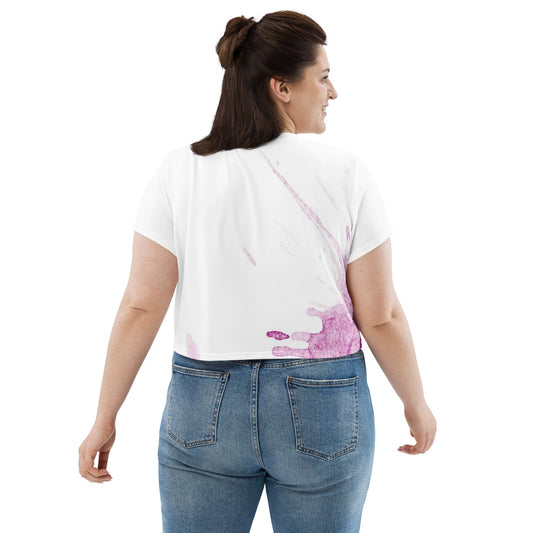 Watercolour Pink Splash - Womens Crop Tee