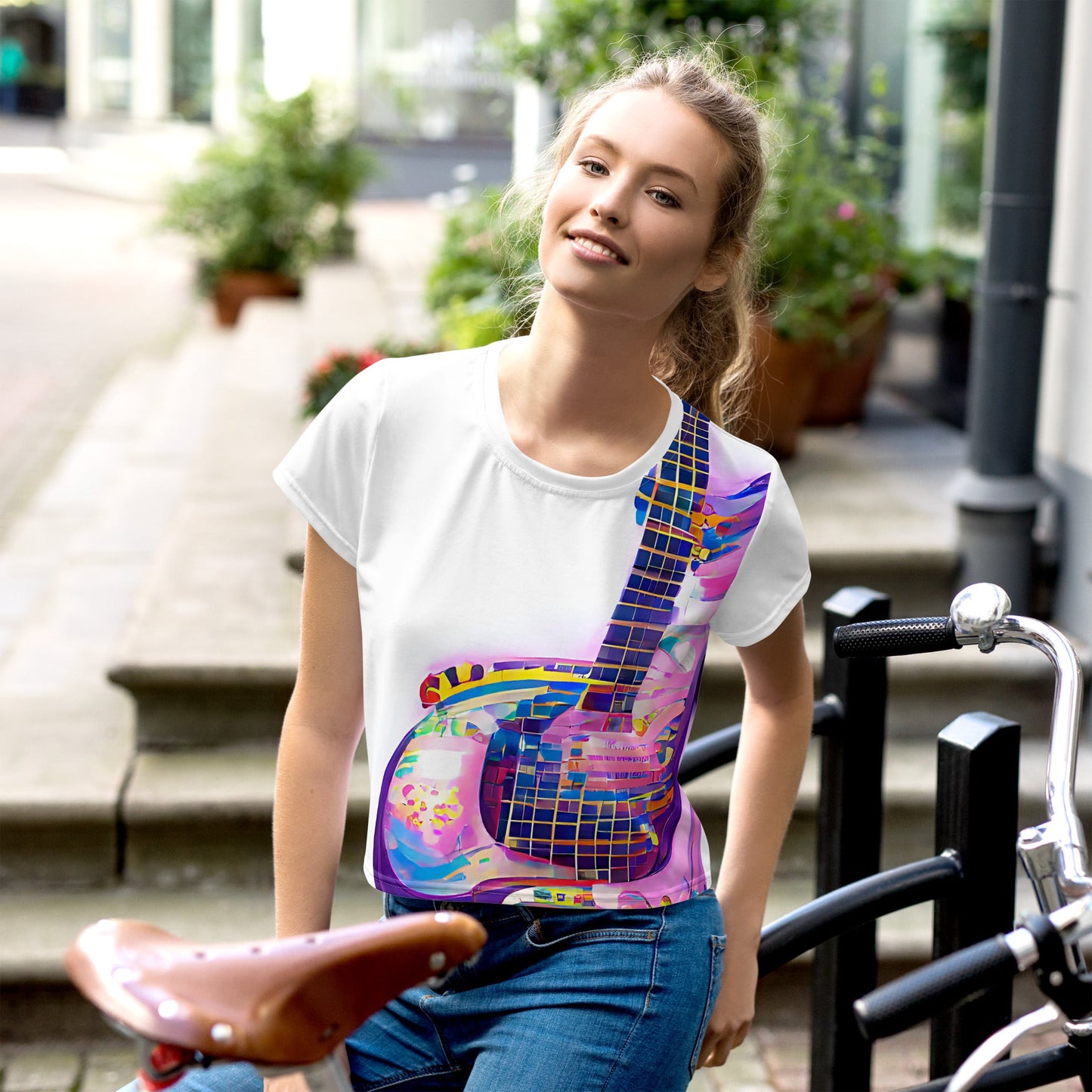 Hippie Guitar - Womens Crop Tee