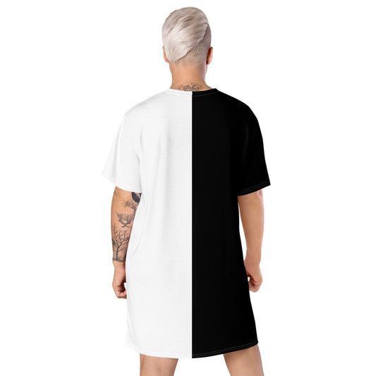 Half Black Half White - Womens T-Shirt Dress