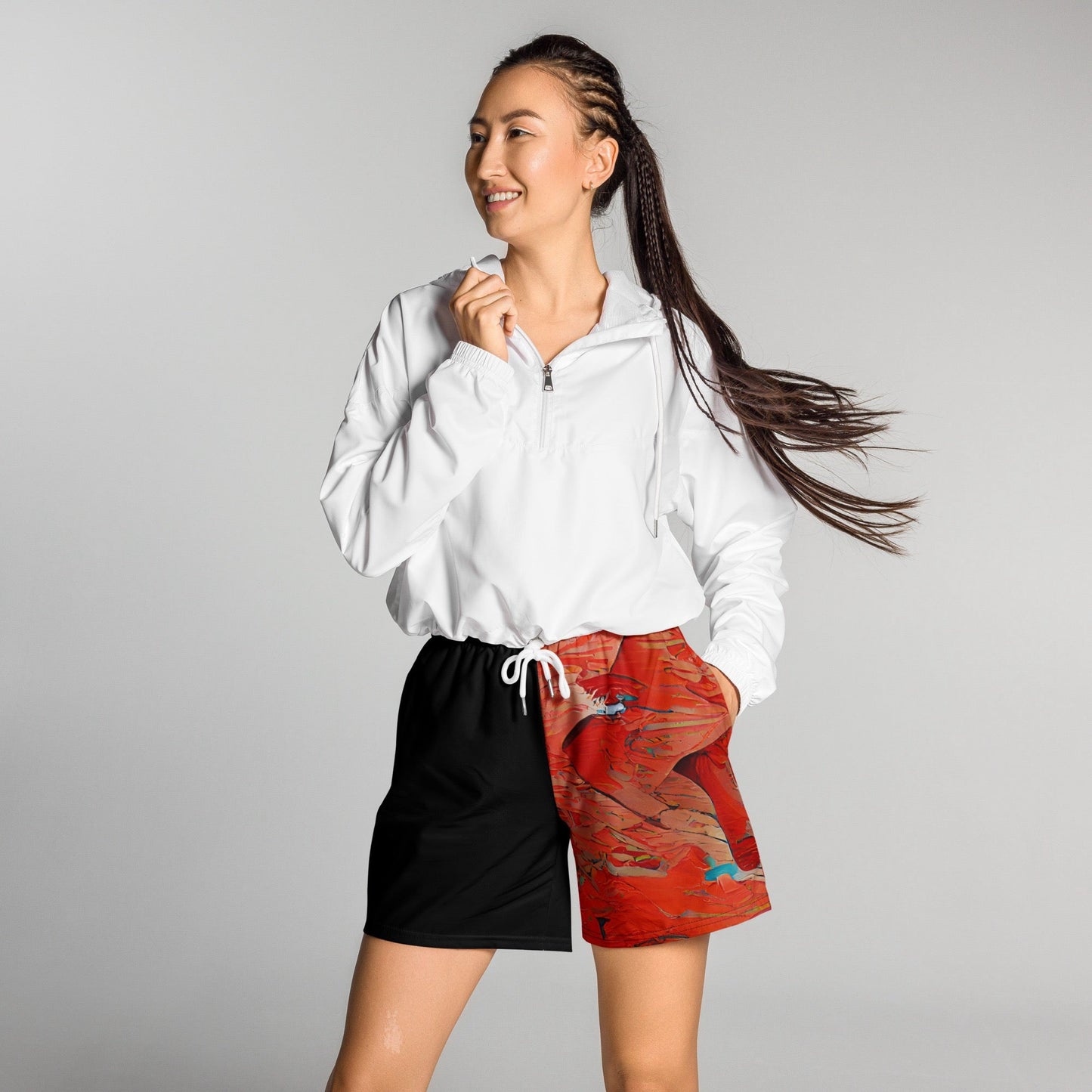 Half Black Half Hónghǎi - Unisex Athletic Shorts