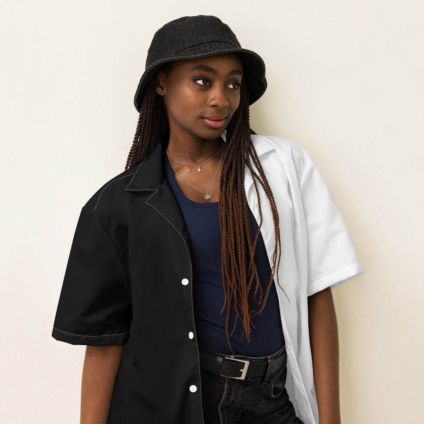 Half Black Half White - Unisex Button Shirt