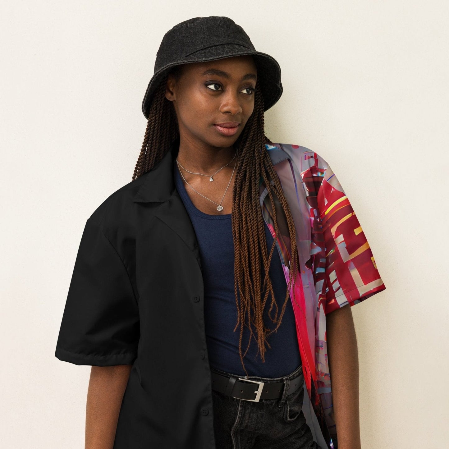 Half Black Half Báijiǔ - Unisex Button Shirt