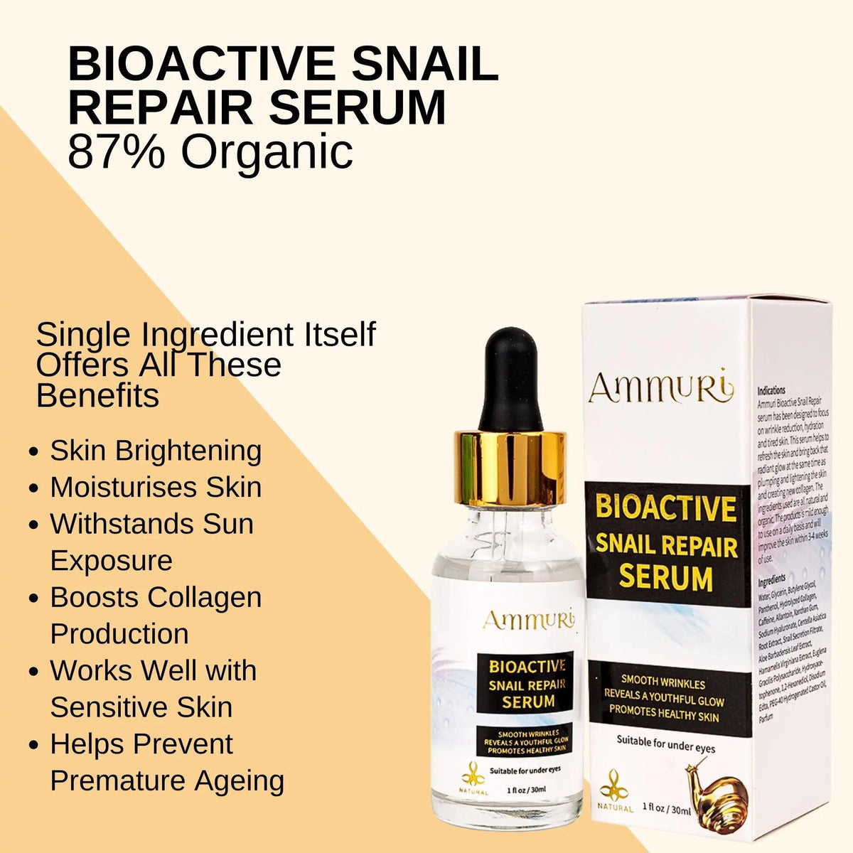 Ammuri Snail Mucin Face Serum | Hydration & Smooth-Looking Skin