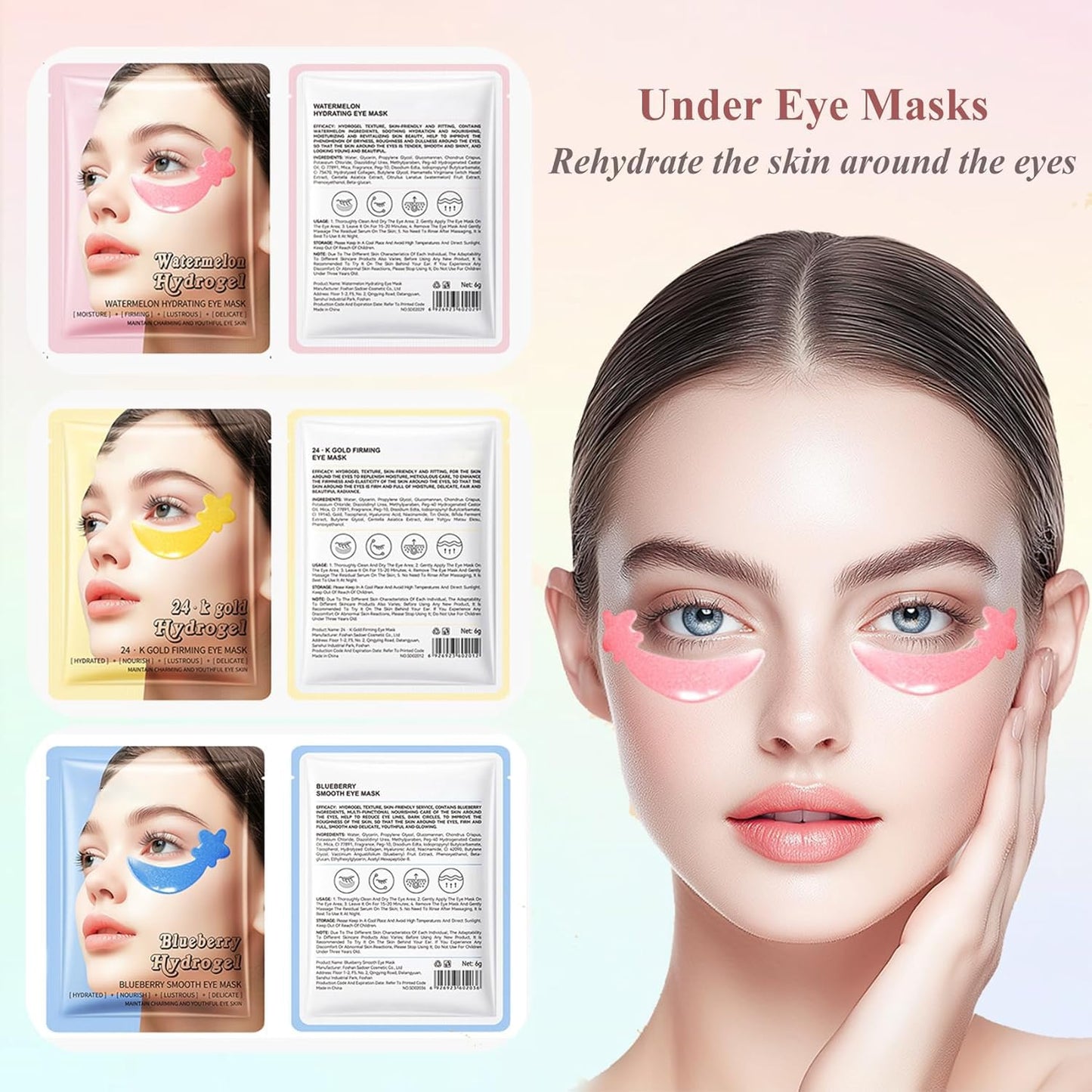 ANPODE 30 Pairs Tri-Color Star Under Eye Patches – Hydrogel for Puffy Eyes & Dark Circles