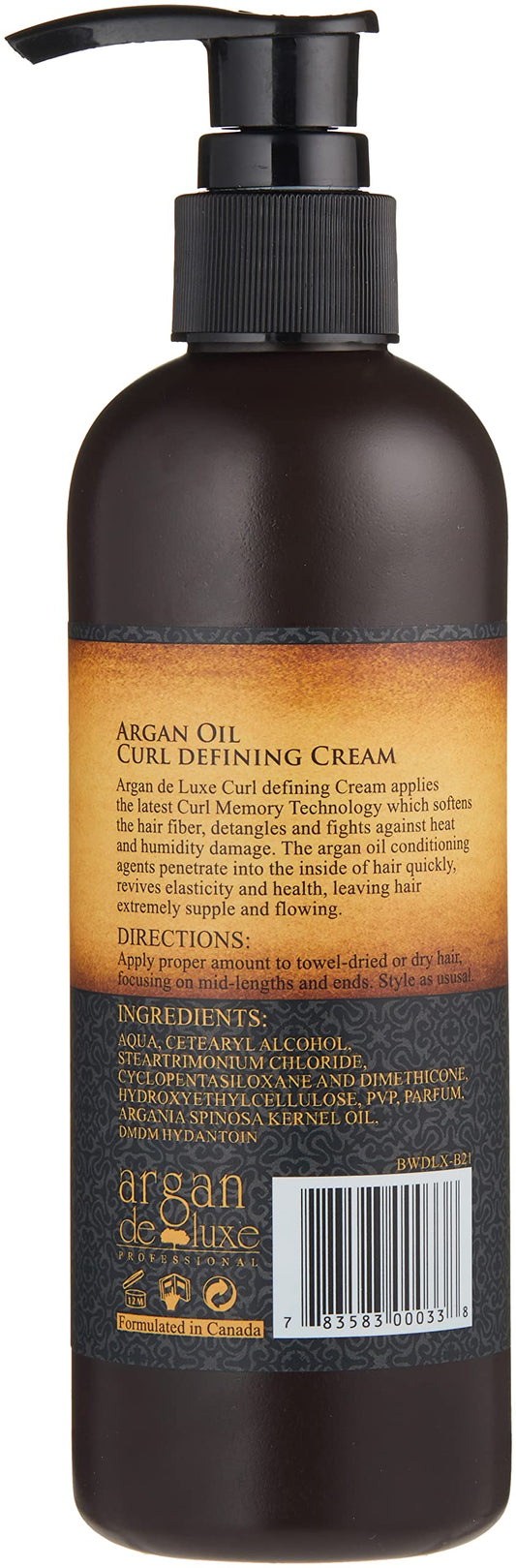 Argan Deluxe 100% Pure Organic Moroccan Argan Oil Curl Defining Cream | Shine, Softness & Frizz Control for All Curl Types | 8 oz