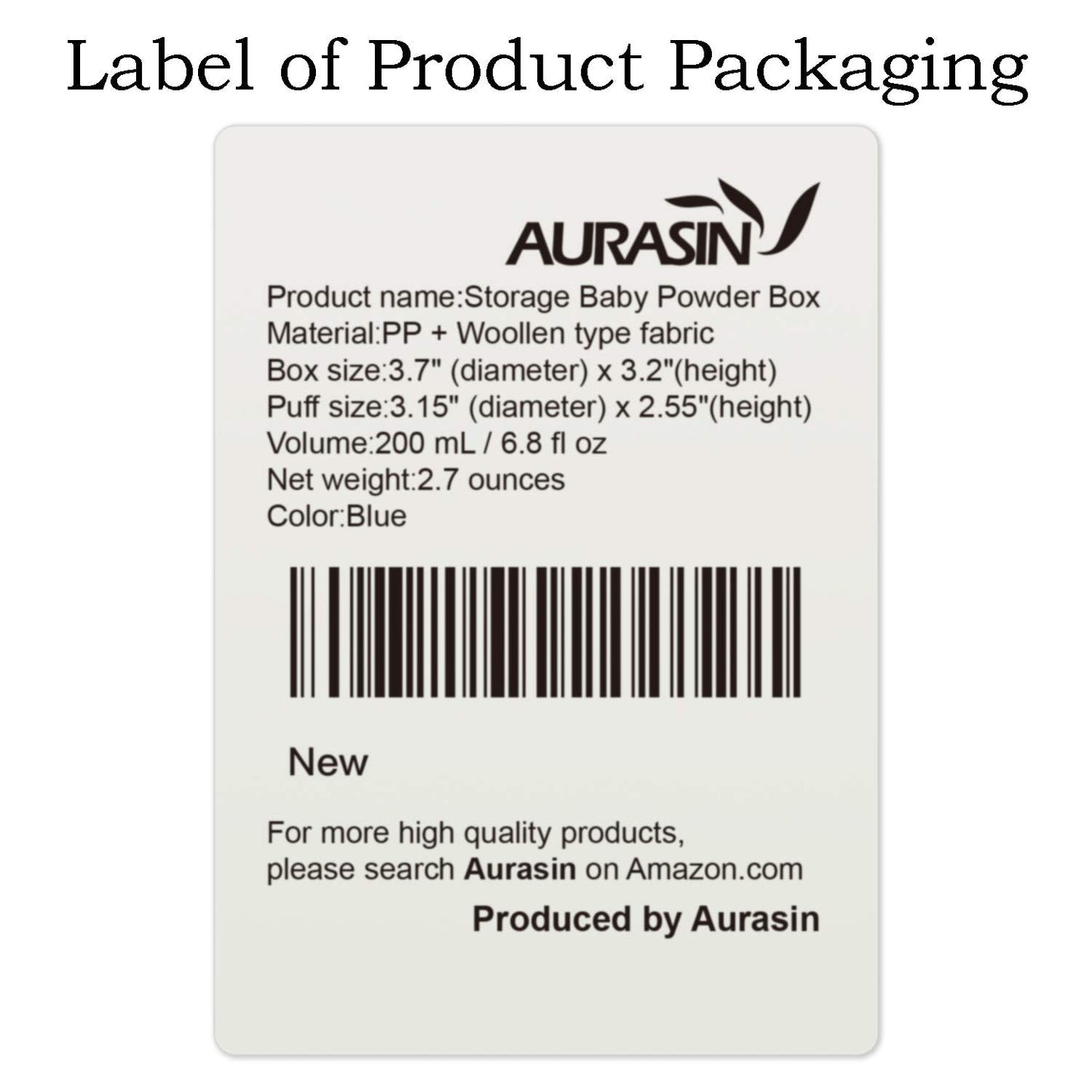 AURASIN Storage Body Powder Container – Large 3.5-inch Puff Box with Handle (Blue)