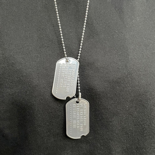 Authentic Personalised US Military Embossed Stainless Steel Dog Tags Pair Set - WW2 - pre 1965 Exact Replica