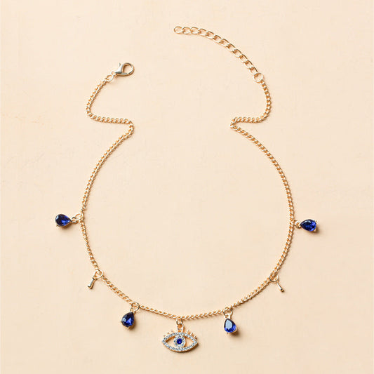 Gold Plated Blue Eye Crystal Necklace