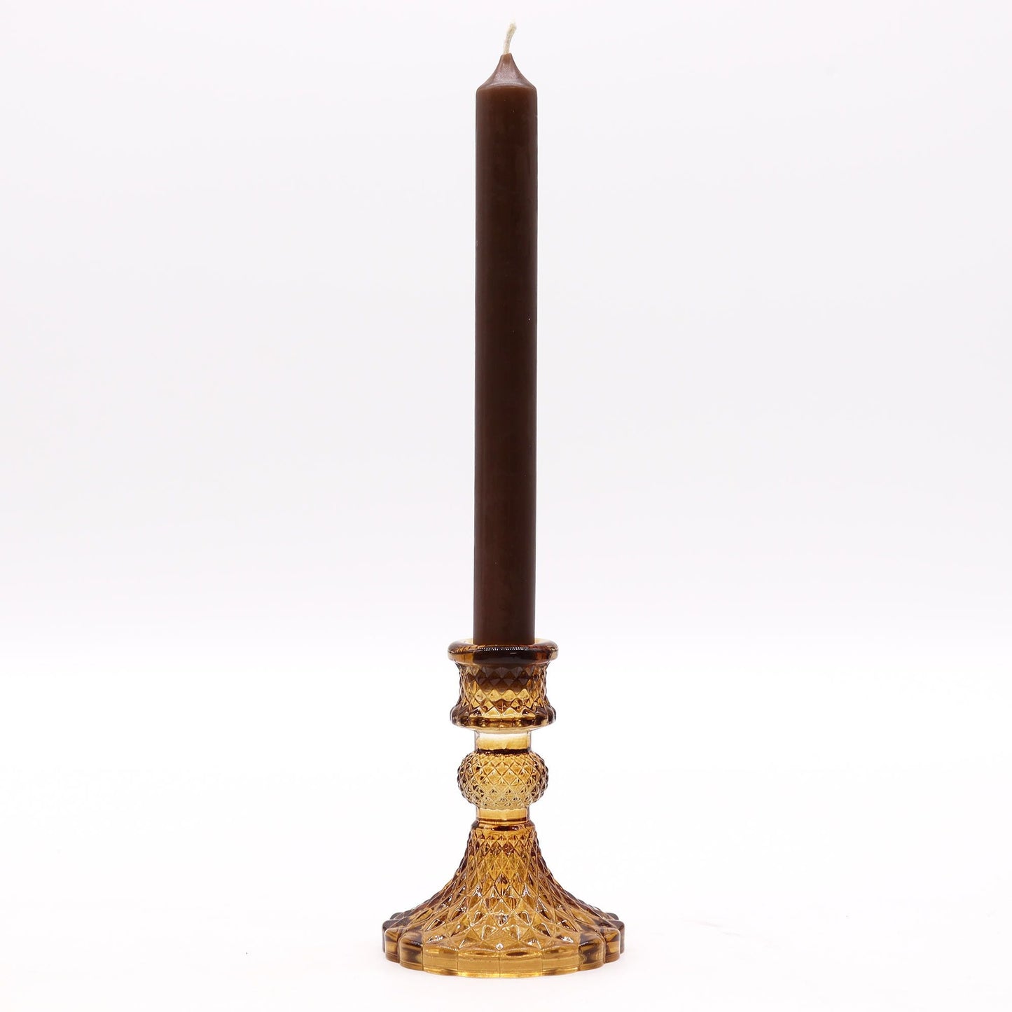 Vintage Dinner Candle Holder - Antique Amber