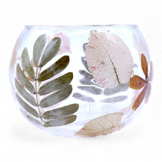 Natural Floral Glass - Bowl Candle Holder - Primavera - (8x10cm)