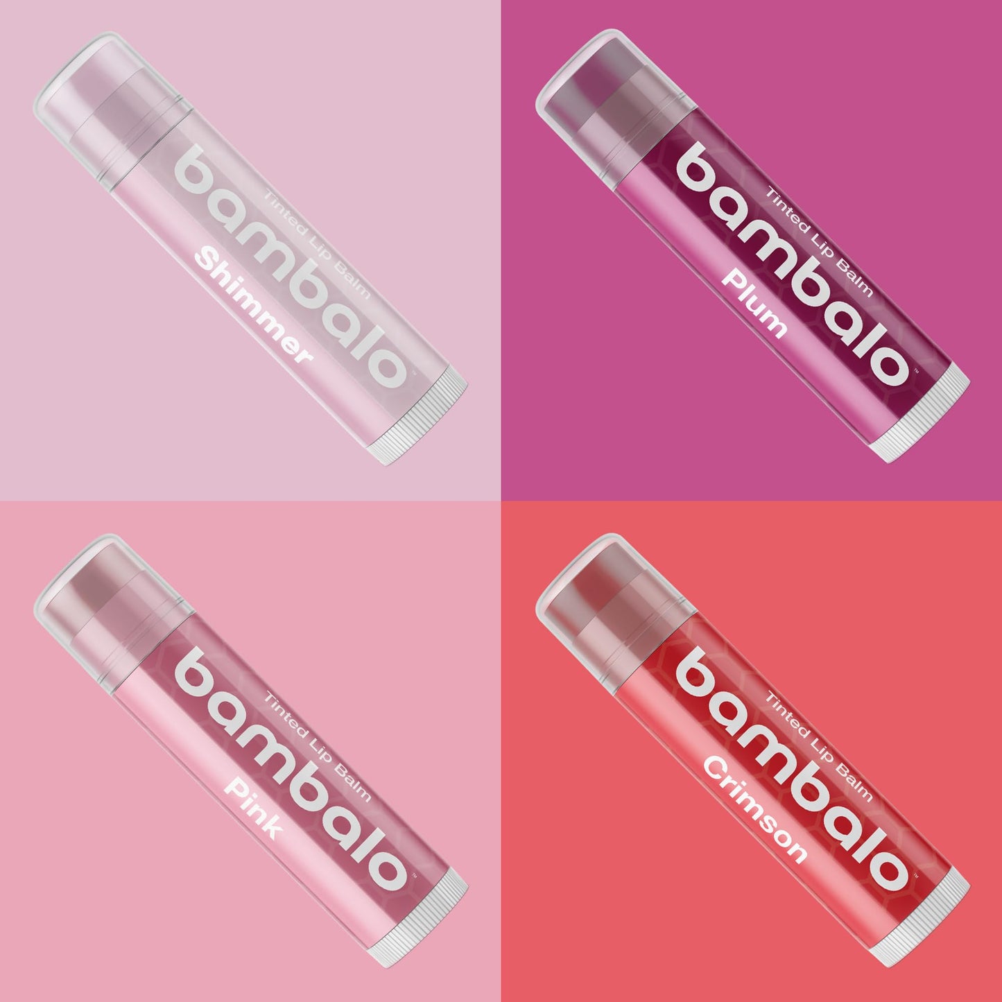 Bambalo Tinted Lip Balm Variety 4-Pack – Hydrating Natural Tint, Made in USA