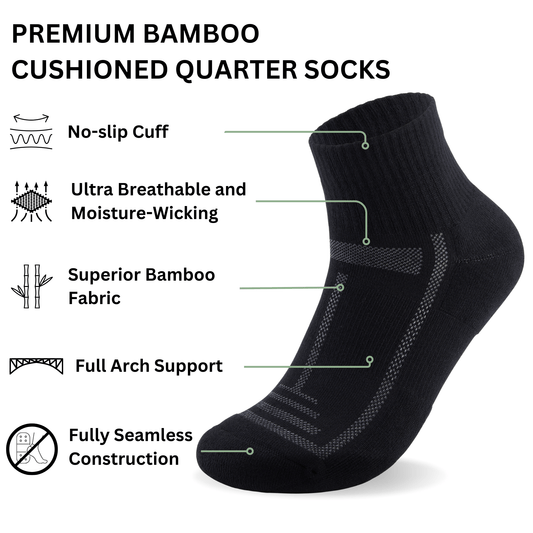 Bamboo Cushioned Quarter Socks