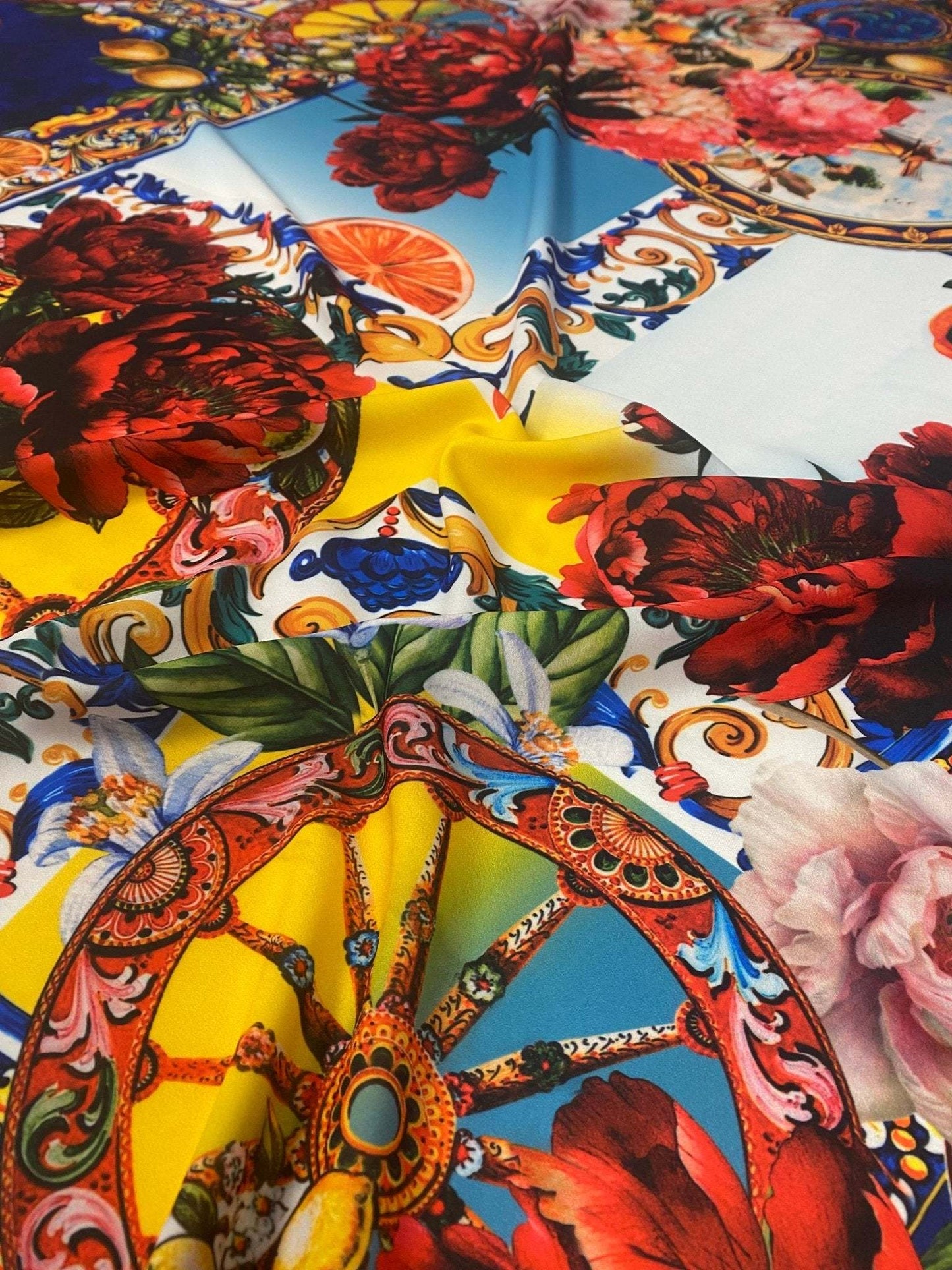 Baroque Floral Print Fabric By Metre