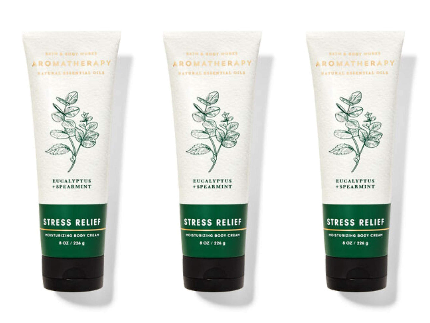 Bath and Body Works Aromatherapy Stress Relief Eucalyptus Spearmint Body Cream 3 Pack – 8 oz Tubes