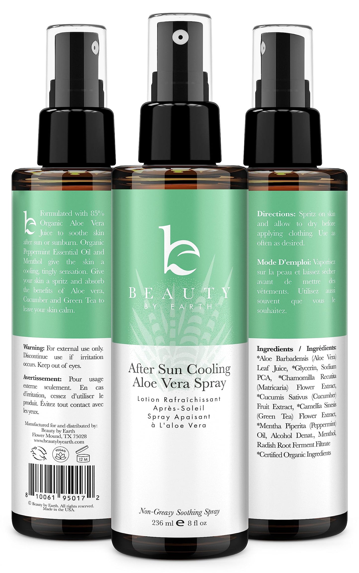 Beauty by Earth After Sun Cooling Aloe Vera Spray – USA Made Sunburn Relief