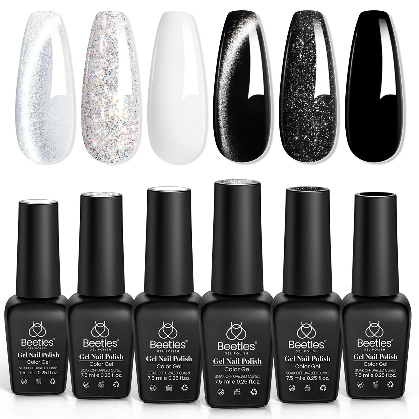Beetles Gel Nail Polish Set - Twilight Gleam: 6-Color Cat Eye Glitter Kit