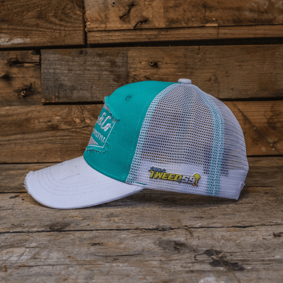 Turquoise & White Diamond Cap