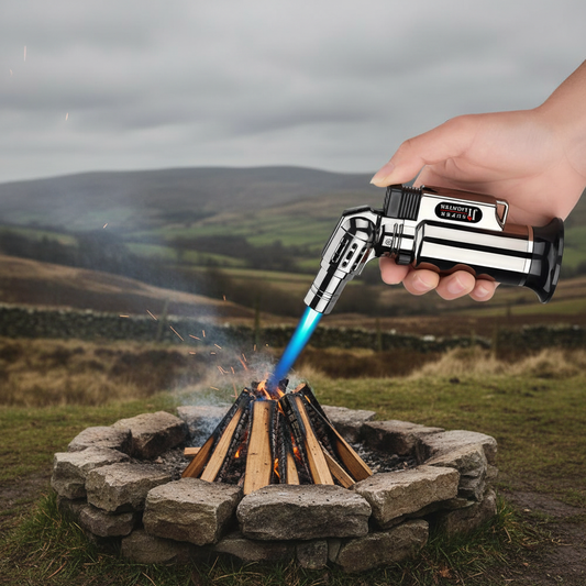 Metal Windproof Gas Lighter with Adjustable Flame Welding Torch for Outdoor Use