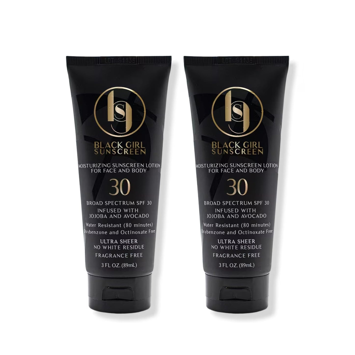 Black Girl Sunscreen SPF 30 for Face & Body – Moisturizing Sun Lotion, No White Cast, 3 fl oz (2-Pack)