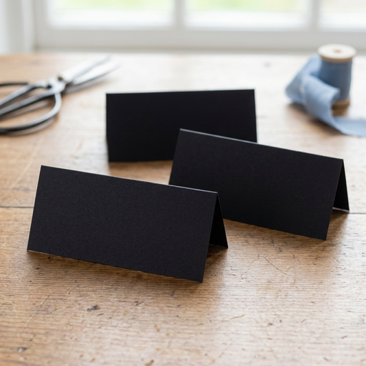 100 X Black Blank Table Name Place Cards For Weddings & Parties