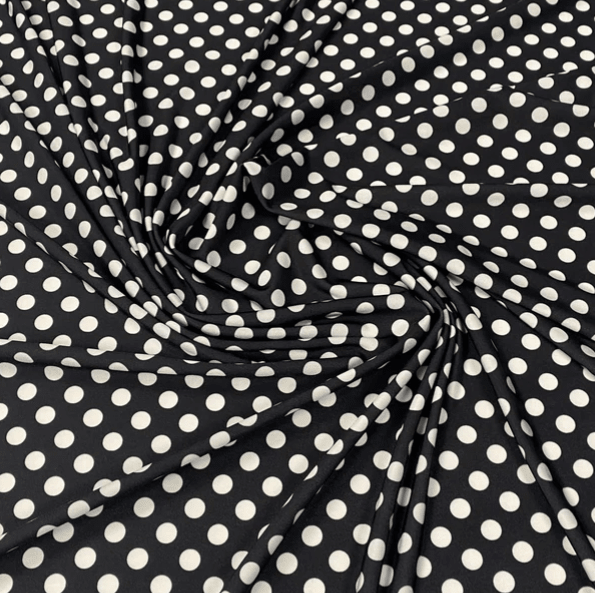 Black Polka Dot Fabric – Classic White Spot Print by the Metre