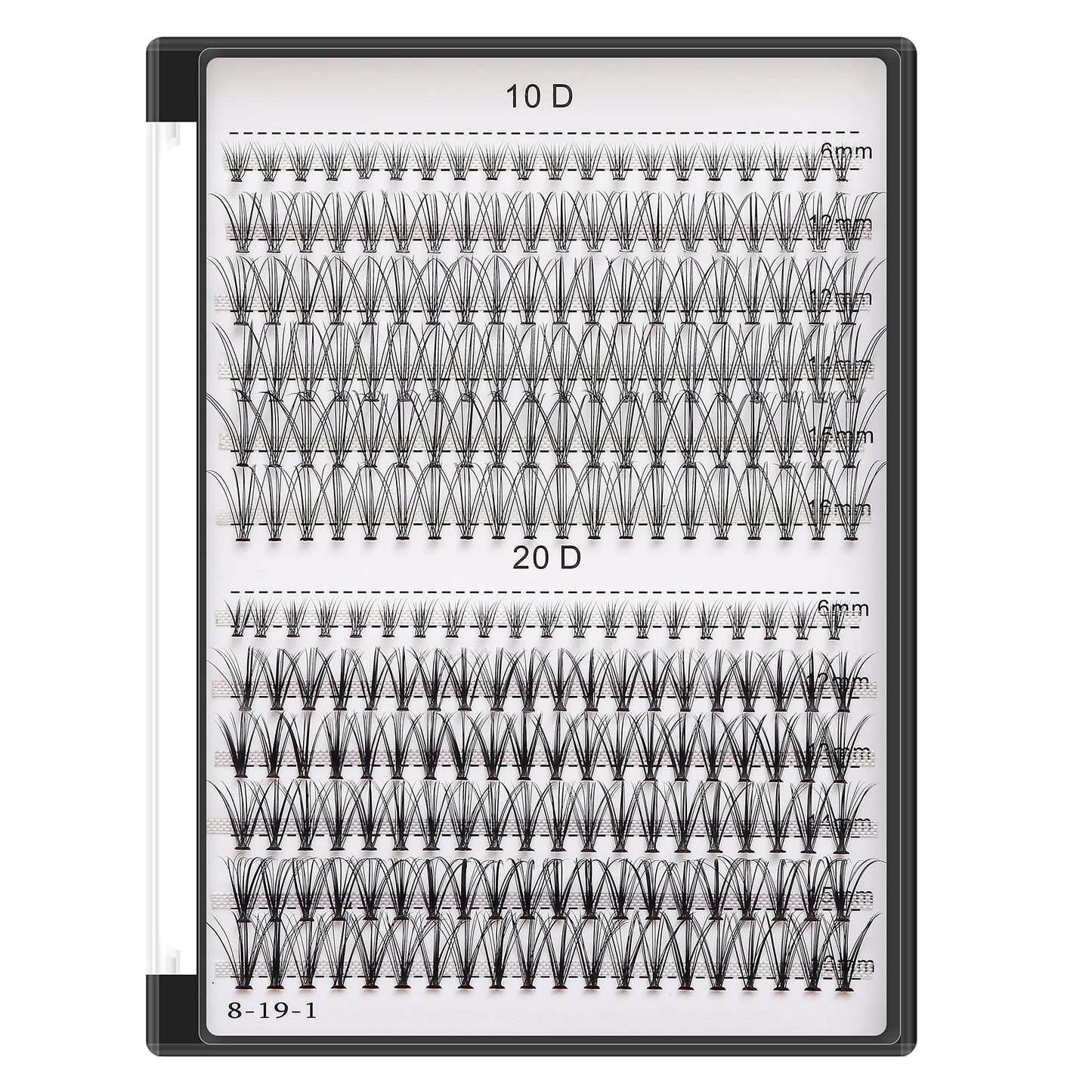 Bodermincer 240pcs Lash Extensions – C Curl, 10D/20D Mixed Clusters (8–16mm) for Professionals