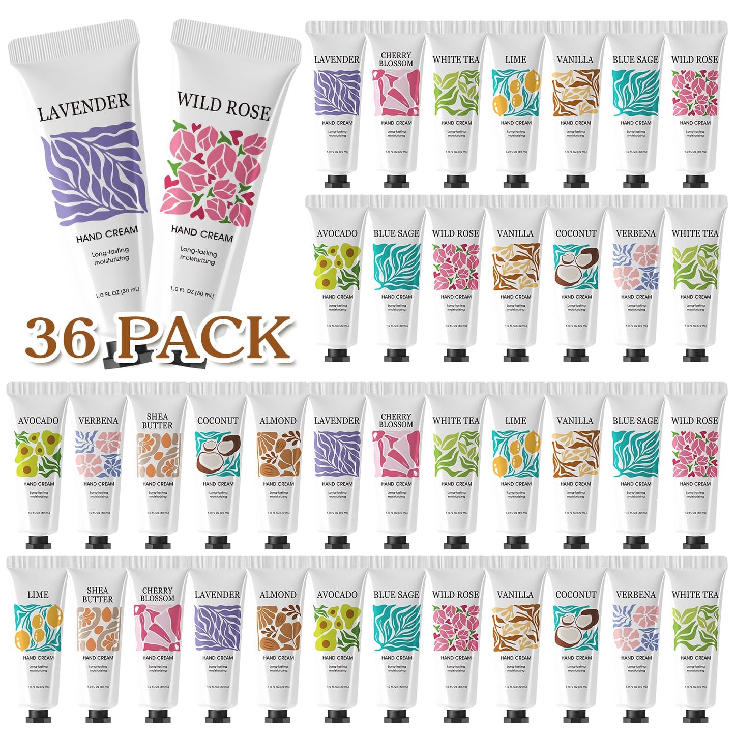 BODY & EARTH # LOVE 36-Pack Hand Cream Gift Set – Travel-Size Moisturizing Hand Lotions for Dry Hands